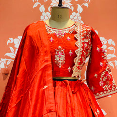 PURE COSMOS TISSUE SILK HANDWORK FULL STICHED INDO WESTERN