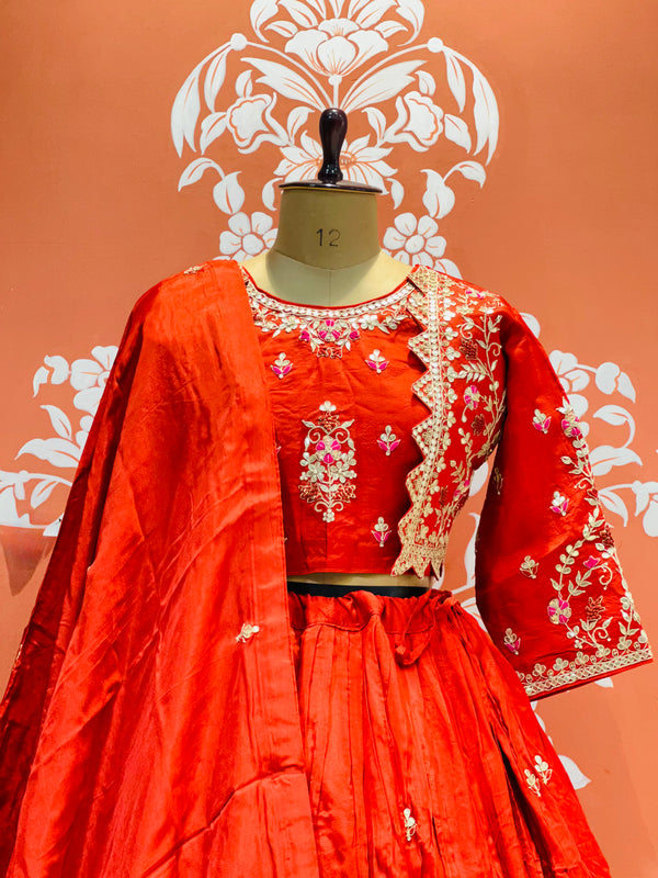 PURE COSMOS TISSUE SILK HANDWORK FULL STICHED INDO WESTERN