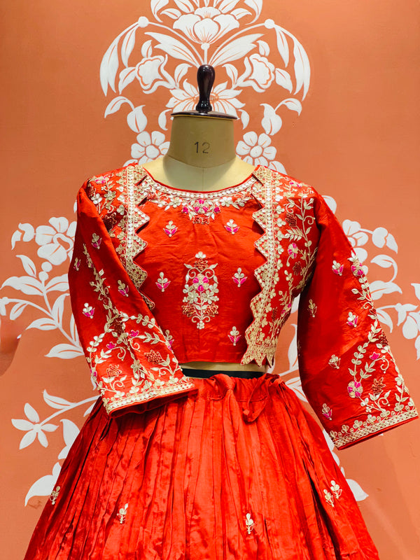 PURE COSMOS TISSUE SILK HANDWORK FULL STICHED INDO WESTERN