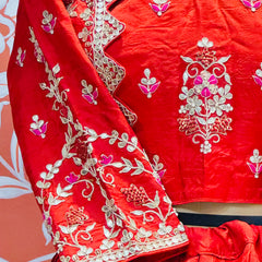 PURE COSMOS TISSUE SILK HANDWORK FULL STICHED INDO WESTERN