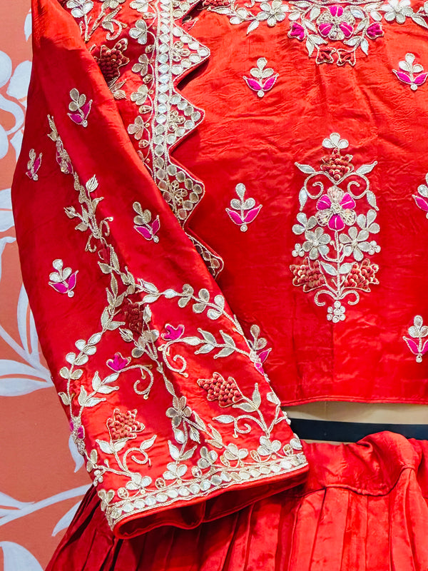 PURE COSMOS TISSUE SILK HANDWORK FULL STICHED INDO WESTERN