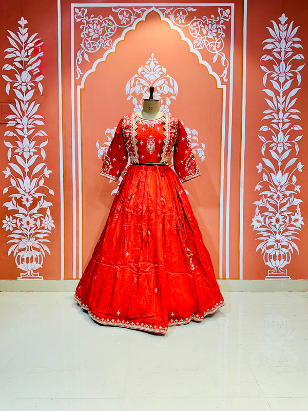 PURE COSMOS TISSUE SILK HANDWORK FULL STICHED INDO WESTERN