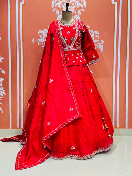 PURE COSMOS TISSUE SILK HANDWORK FULL STICHED INDO WESTERN
