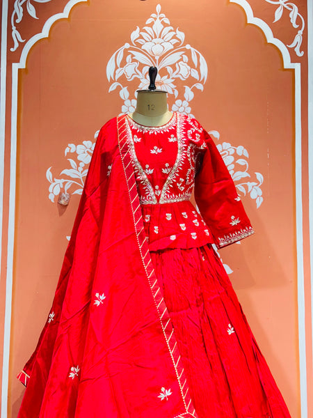 PURE COSMOS TISSUE SILK HANDWORK FULL STICHED INDO WESTERN