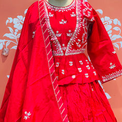 PURE COSMOS TISSUE SILK HANDWORK FULL STICHED INDO WESTERN
