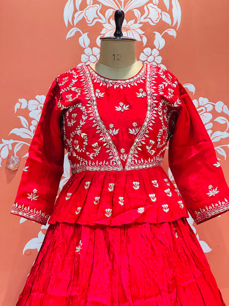 PURE COSMOS TISSUE SILK HANDWORK FULL STICHED INDO WESTERN
