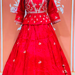 PURE COSMOS TISSUE SILK HANDWORK FULL STICHED INDO WESTERN