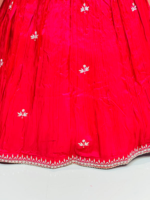 PURE COSMOS TISSUE SILK HANDWORK FULL STICHED INDO WESTERN