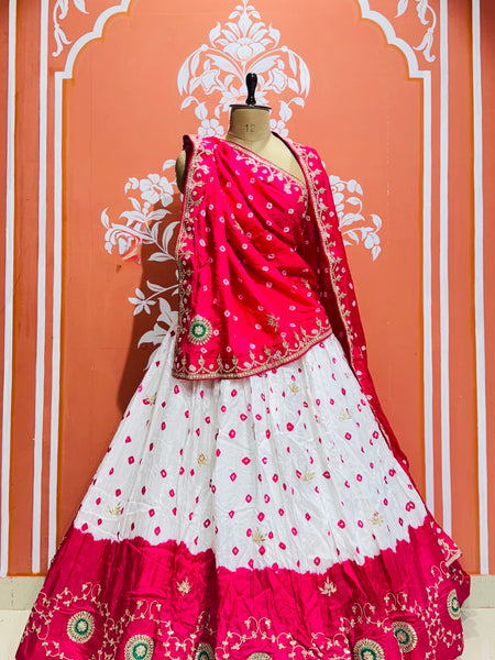 UPADA SILK GOTA PATTI BHANDEJ LEHENGA