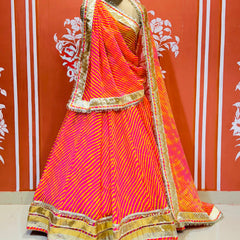 LEHERIYA GOLDEN SILVER WORK BIG FLARED LEHENGA