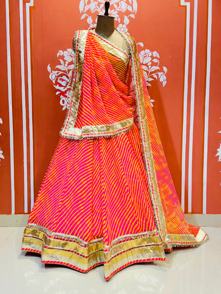 LEHERIYA GOLDEN SILVER WORK BIG FLARED LEHENGA
