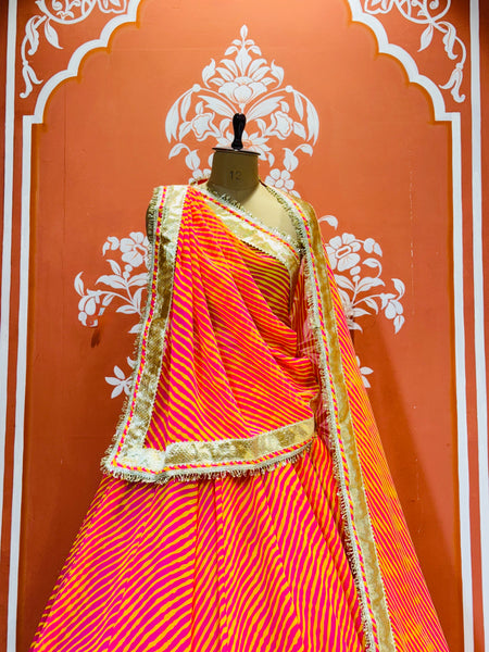 LEHERIYA GOLDEN SILVER WORK BIG FLARED LEHENGA