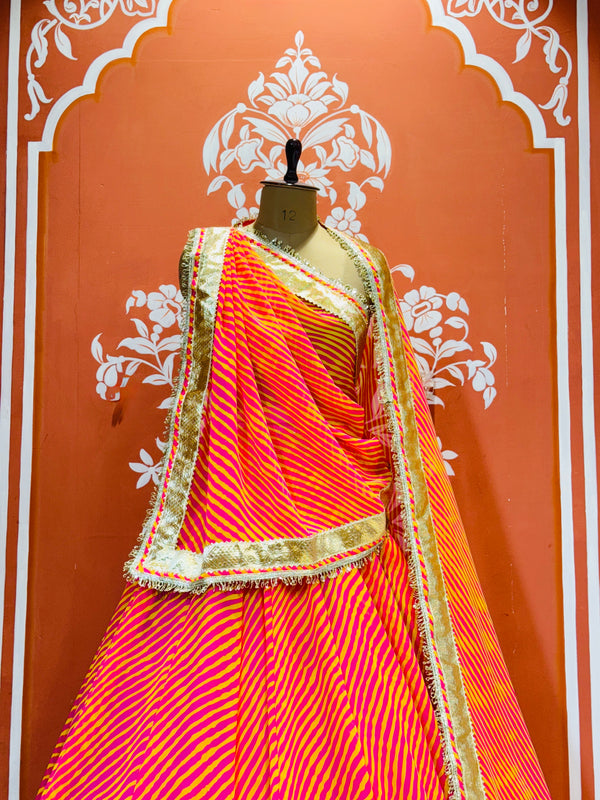 LEHERIYA GOLDEN SILVER WORK BIG FLARED LEHENGA