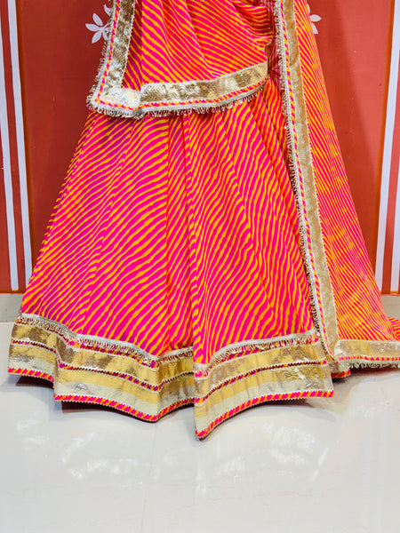 LEHERIYA GOLDEN SILVER WORK BIG FLARED LEHENGA