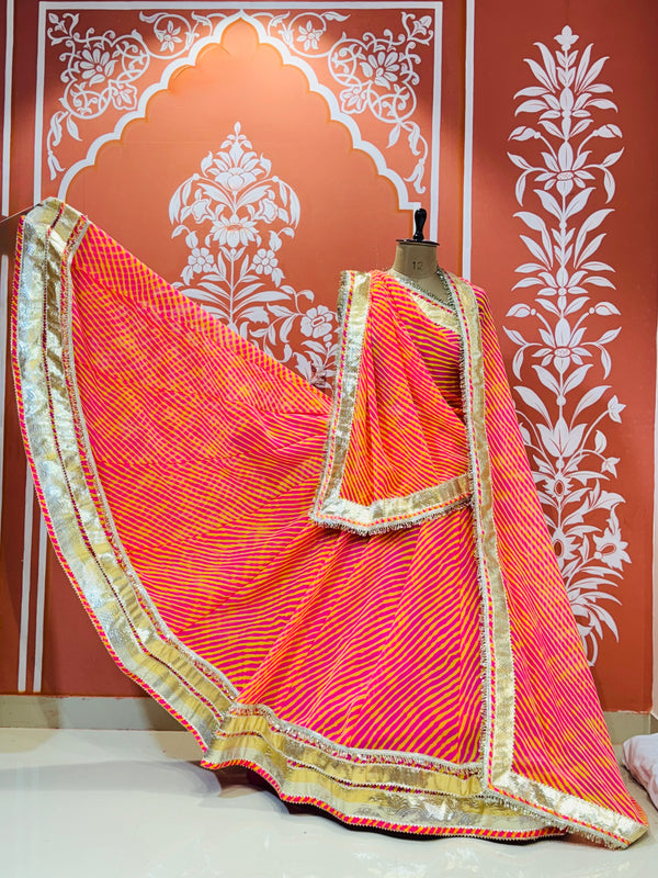 LEHERIYA GOLDEN SILVER WORK BIG FLARED LEHENGA