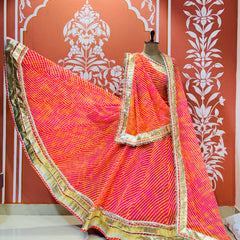 LEHERIYA GOLDEN SILVER WORK BIG FLARED LEHENGA