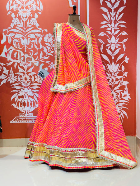LEHERIYA GOLDEN SILVER WORK BIG FLARED LEHENGA