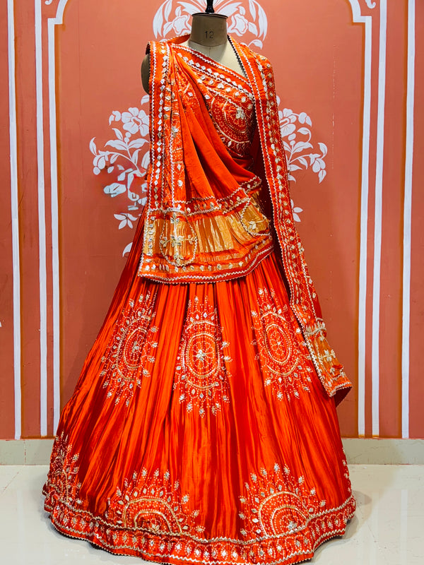 PURE GAZI SILK GOTA PATTI LEHENGA