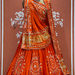 PURE GAZI SILK GOTA PATTI LEHENGA