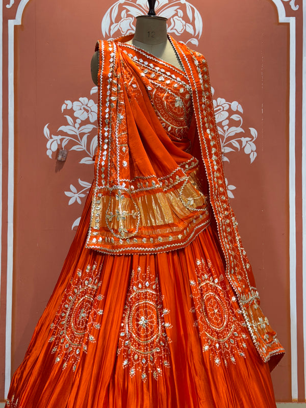 PURE GAZI SILK GOTA PATTI LEHENGA