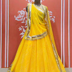 LEHERIYA GOLDEN SILVER WORK BIG FLARED LEHENGA