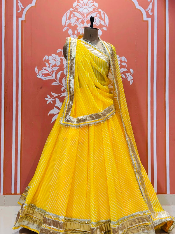LEHERIYA GOLDEN SILVER WORK BIG FLARED LEHENGA