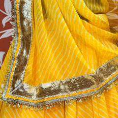 LEHERIYA GOLDEN SILVER WORK BIG FLARED LEHENGA