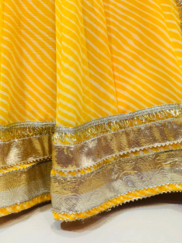 LEHERIYA GOLDEN SILVER WORK BIG FLARED LEHENGA