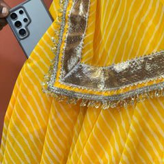 LEHERIYA GOLDEN SILVER WORK BIG FLARED LEHENGA