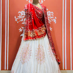 GAZI SILK HANDWORK KACHI PATTI LEHENGA