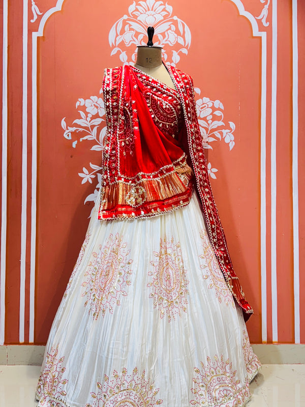 GAZI SILK HANDWORK KACHI PATTI LEHENGA