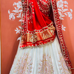 GAZI SILK HANDWORK KACHI PATTI LEHENGA