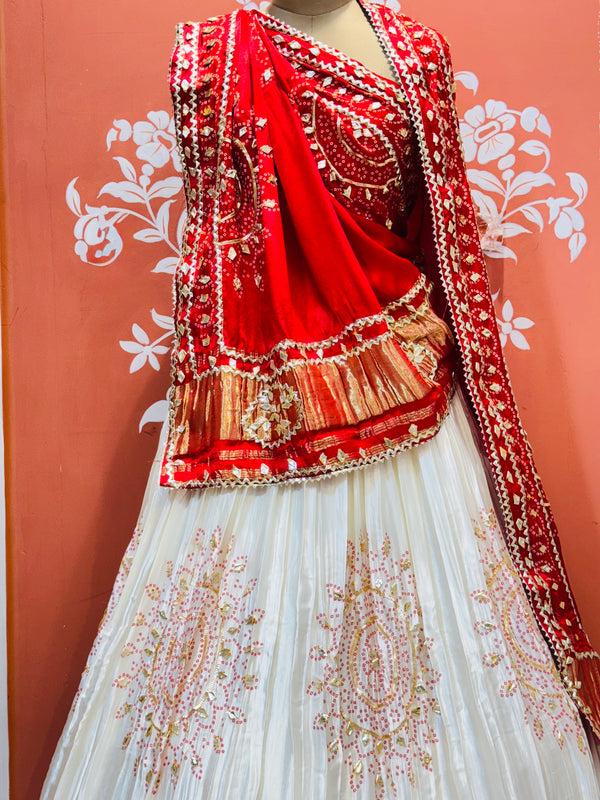 GAZI SILK HANDWORK KACHI PATTI LEHENGA