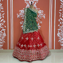 60GM GEORGETTE BHANDHANI GOTA PATTI LEHENGA