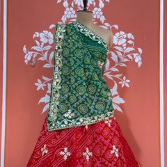 60GM GEORGETTE BHANDHANI GOTA PATTI LEHENGA