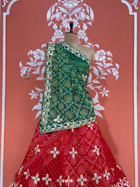 60GM GEORGETTE BHANDHANI GOTA PATTI LEHENGA