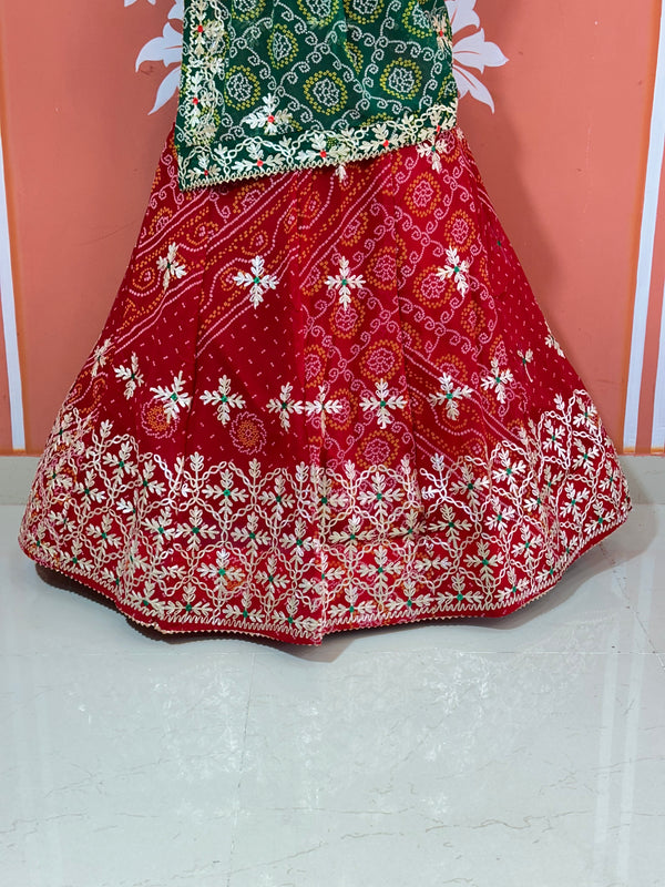 60GM GEORGETTE BHANDHANI GOTA PATTI LEHENGA