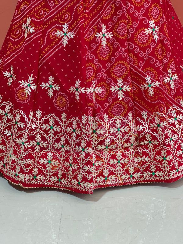60GM GEORGETTE BHANDHANI GOTA PATTI LEHENGA