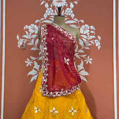 60GM GEORGETTE BHANDHANI GOTA PATTI LEHENGA