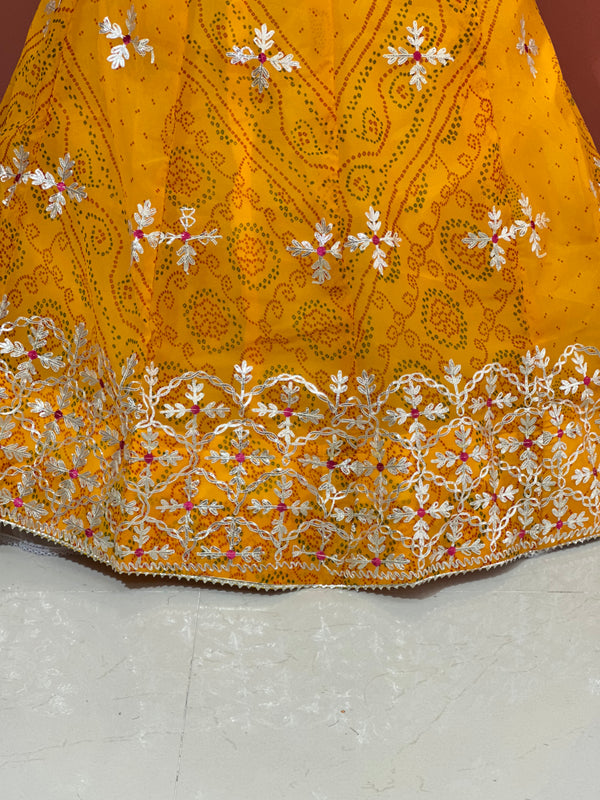 60GM GEORGETTE BHANDHANI GOTA PATTI LEHENGA