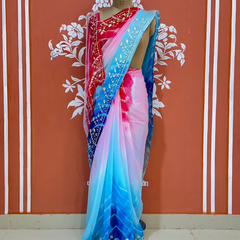 PURE DIAMOND CHIFFON PITTAN WORK SAREE