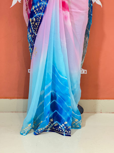 PURE DIAMOND CHIFFON PITTAN WORK SAREE