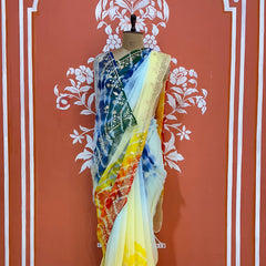 PURE DIAMOND CHIFFON PITTAN WORK SAREE