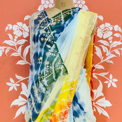 PURE DIAMOND CHIFFON PITTAN WORK SAREE