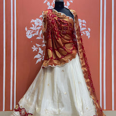 COSMOS TISSUE SILK LEHENGA WITH GHATCHOLA DUPATTA