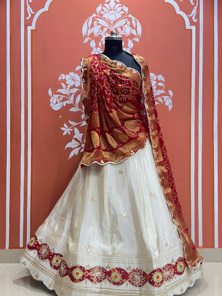 COSMOS TISSUE SILK LEHENGA WITH GHATCHOLA DUPATTA