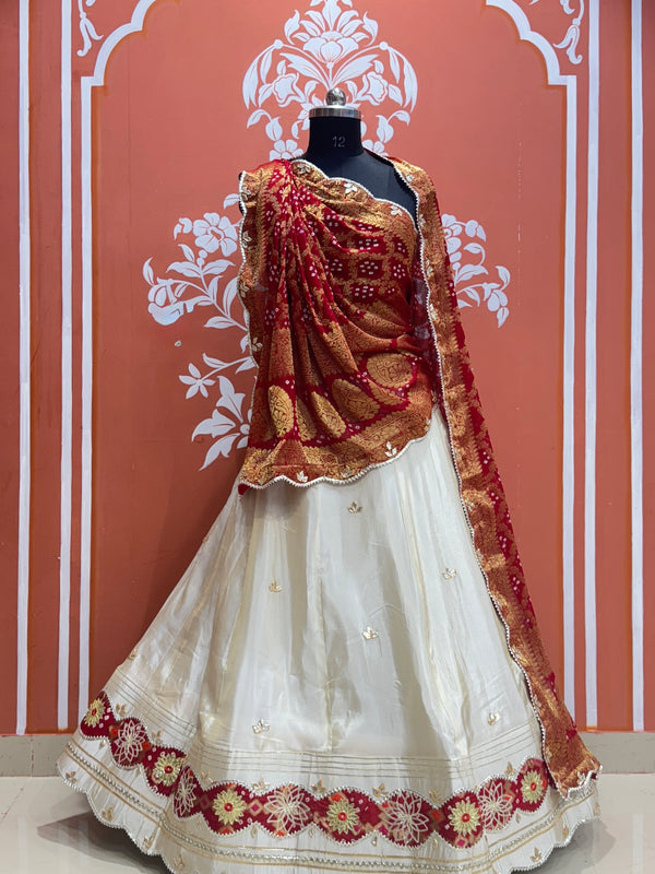 COSMOS TISSUE SILK LEHENGA WITH GHATCHOLA DUPATTA