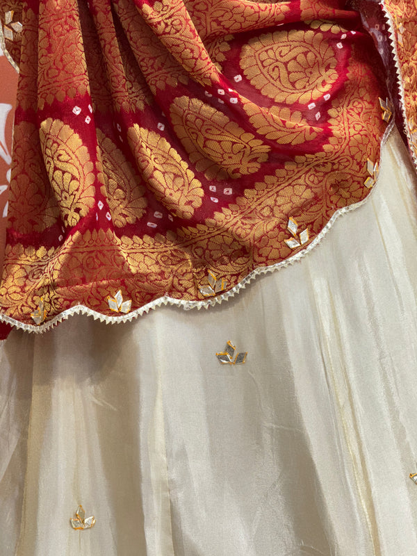 COSMOS TISSUE SILK LEHENGA WITH GHATCHOLA DUPATTA