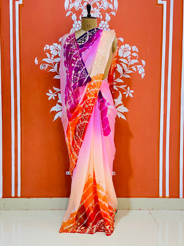 PURE DIAMOND CHIFFON PITTAN WORK SAREE