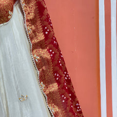 COSMOS TISSUE SILK LEHENGA WITH GHATCHOLA DUPATTA